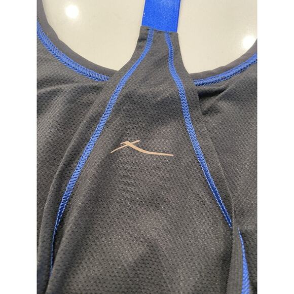 Gottex Tank Top Women’s Medium Black Blue Trim Draped Back Activewear Gym Run - Picture 4 of 9